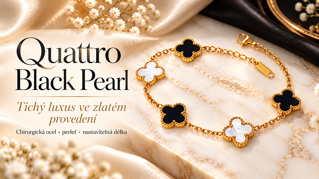 Dámský ocelový náramek Quattro Black Pearl 3